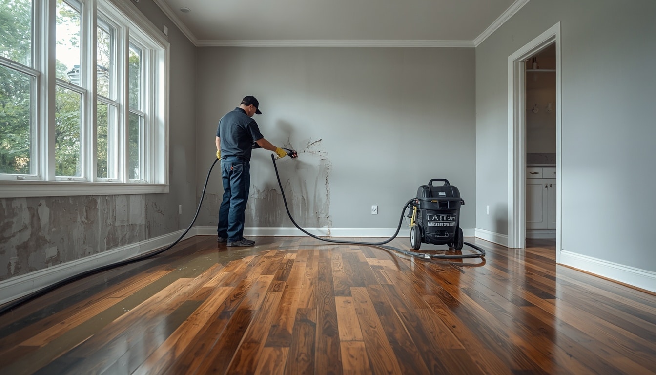 Professional water damage restoration team removing hidden moisture from a North Georgia home after water intrusion
